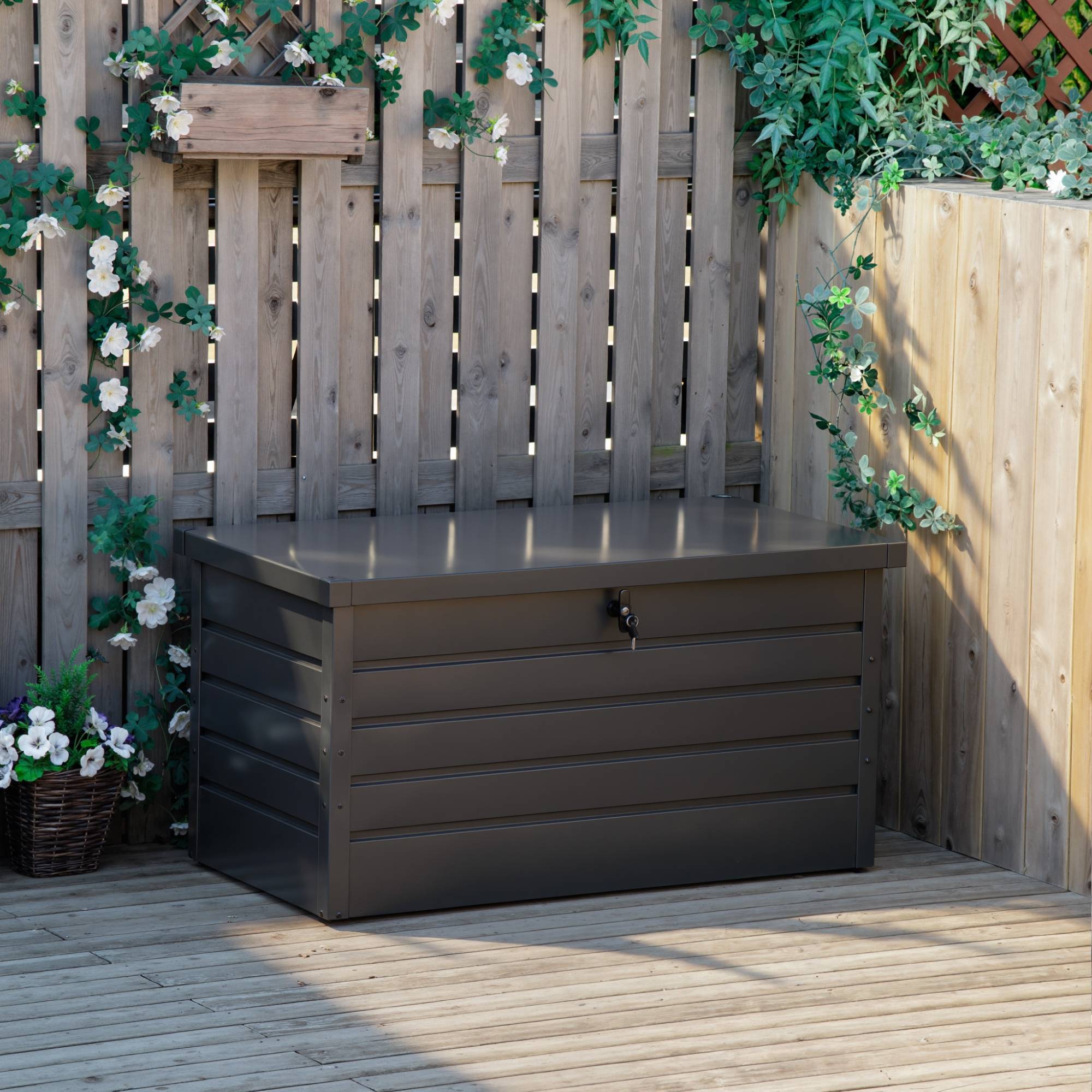 Outsunny - Coffre de rangement exterieur XXL 311L - verrouillable  - vérin à gaz - acier galvanisé - 120x62x62cm  - gris foncé - Outsunny - Image 2