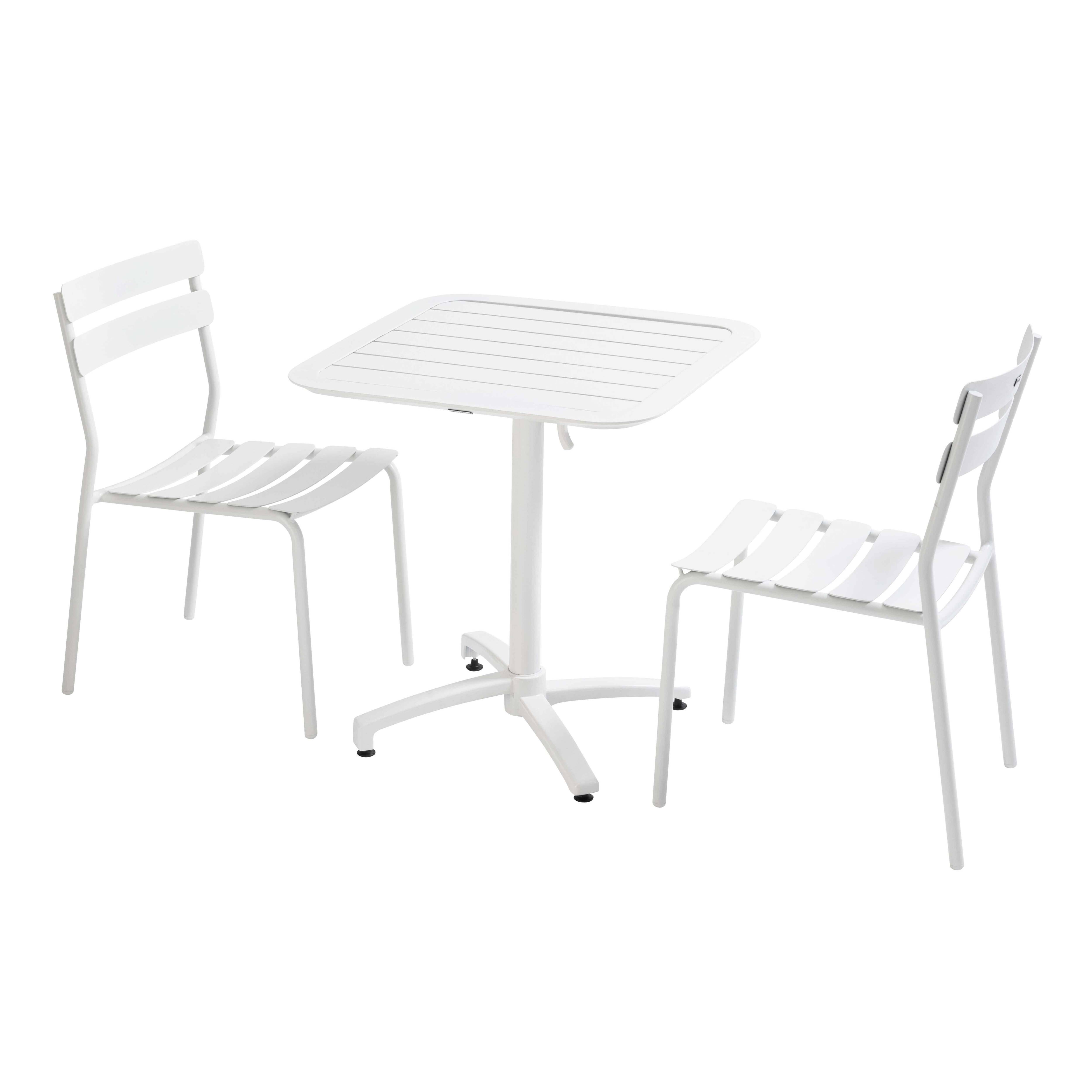 Oviala - Ensemble table inclinable de terrasse 70 x 70 cm et 2 chaises blanc Almada - Oviala - Image 1