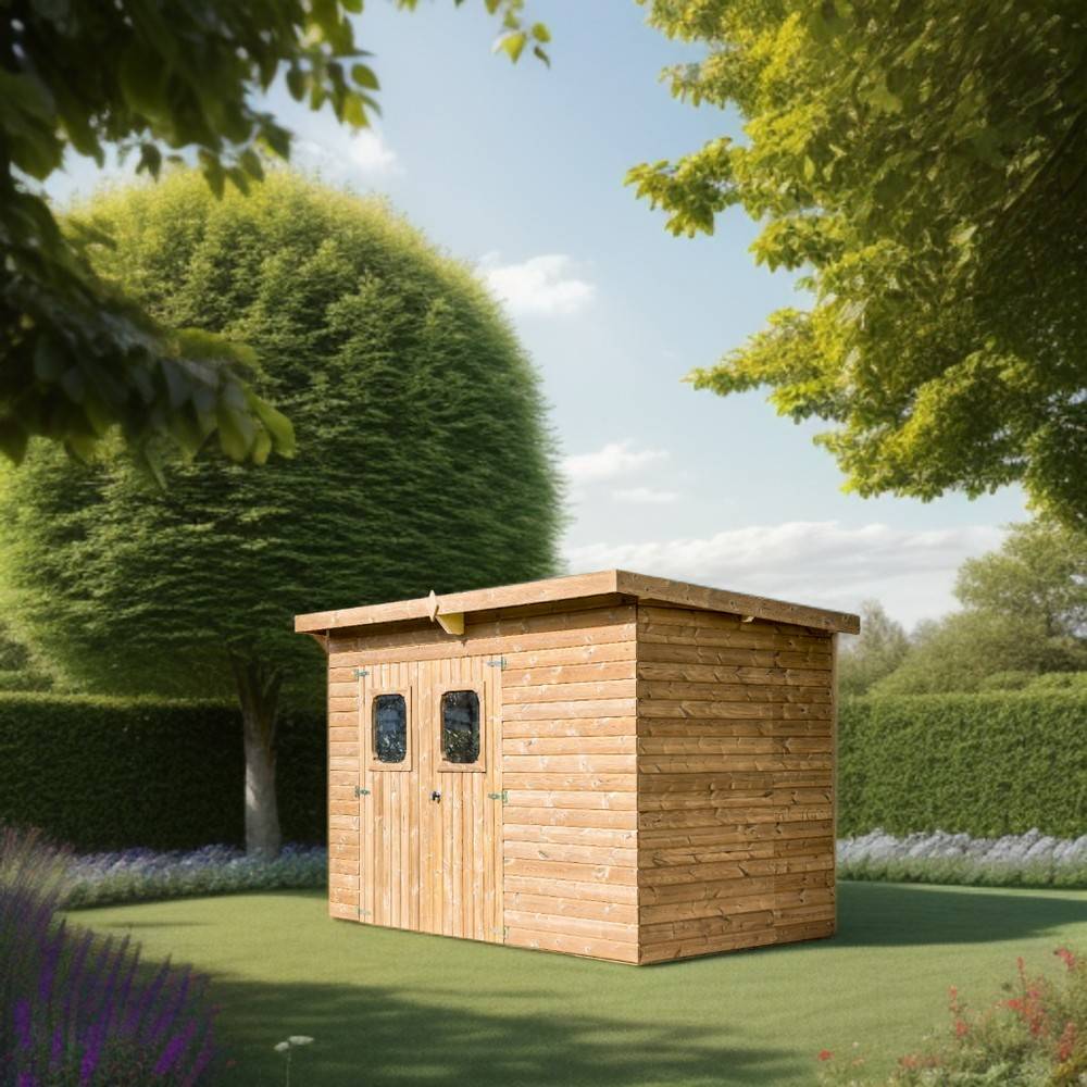 Habrita - Abri THEORA en bois - 7,33 m² sans plancher - toit mono pente bac acier Habrita - Image 1