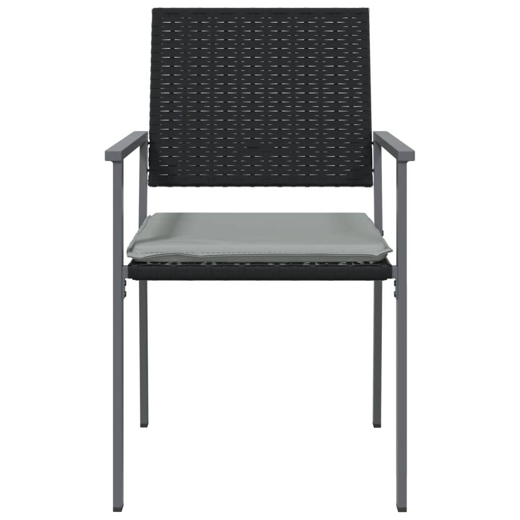 Chaises de jardin et coussins lot de 6 noir 54 x 62.5 x 89 cm rotin - PANGIVO - Image 4