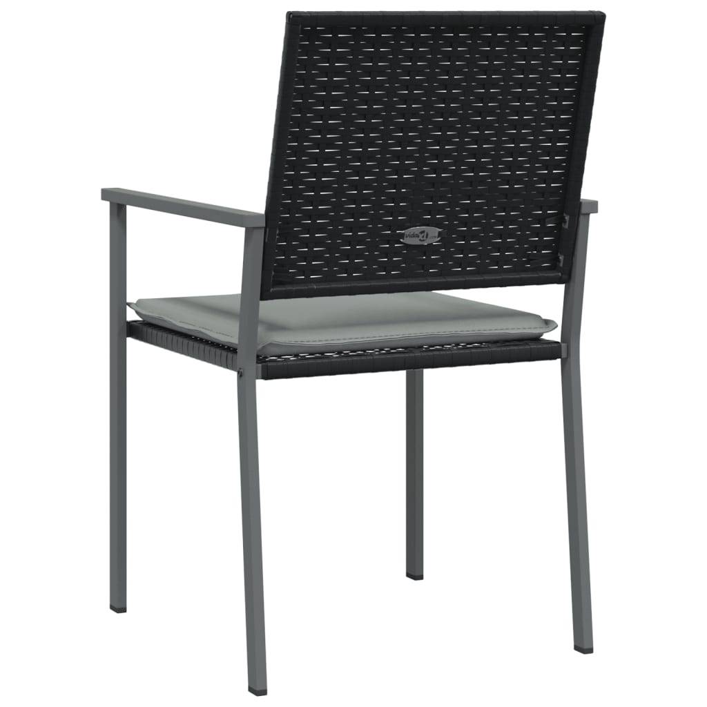 Chaises de jardin et coussins lot de 6 noir 54 x 62.5 x 89 cm rotin - PANGIVO - Image 6