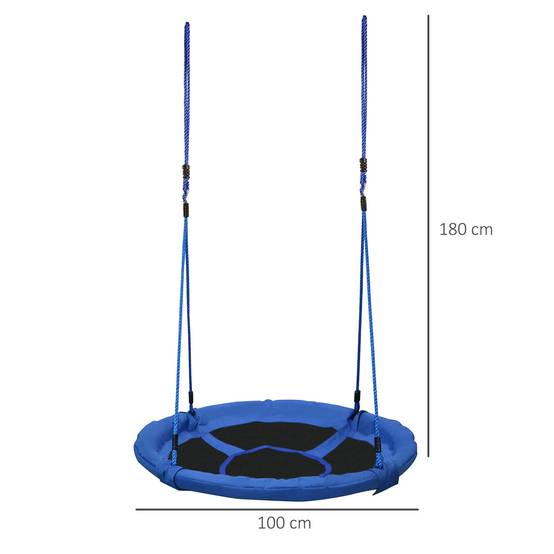 Balançoire nid ronde pour arbre, dès 3 ans, 100 kg, Ø100x180 cm bleue - Image 4