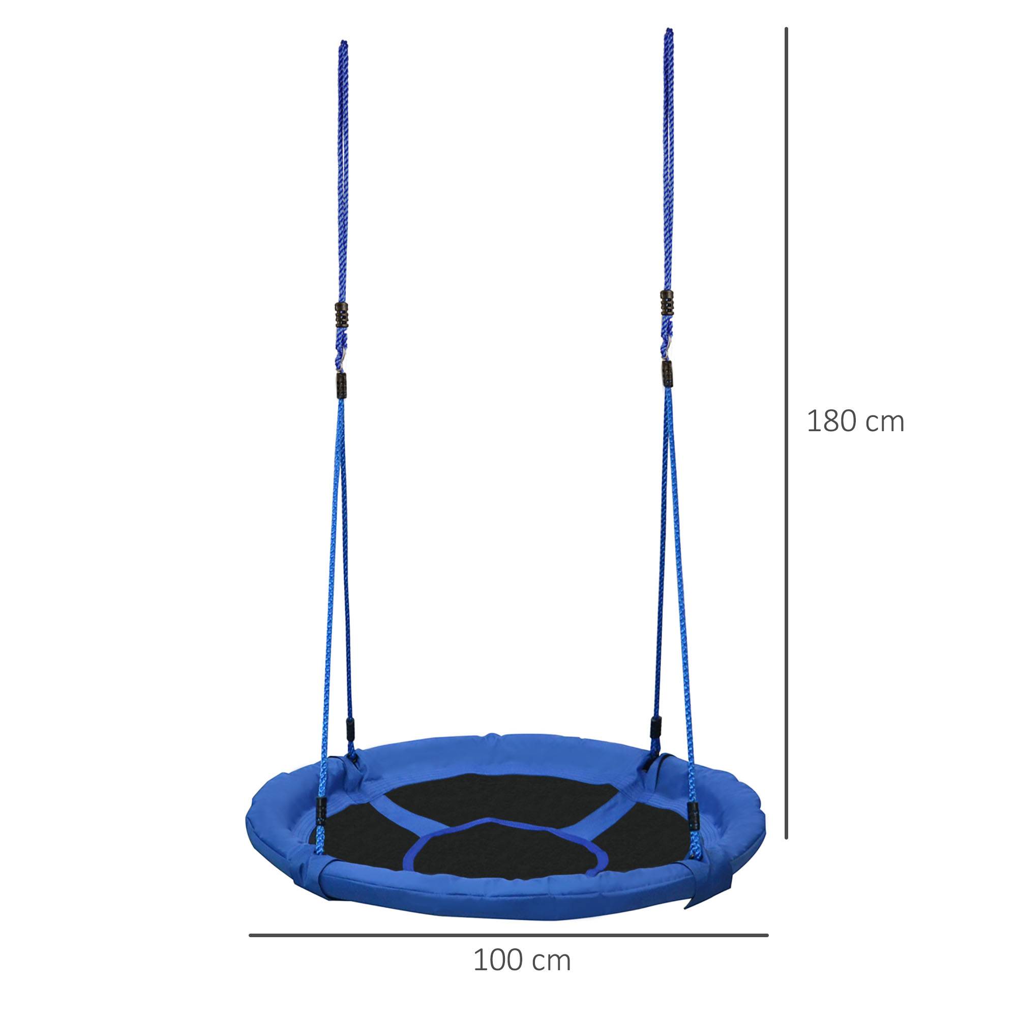 Balançoire nid ronde pour arbre, dès 3 ans, 100 kg, Ø100x180 cm bleue - Image 4