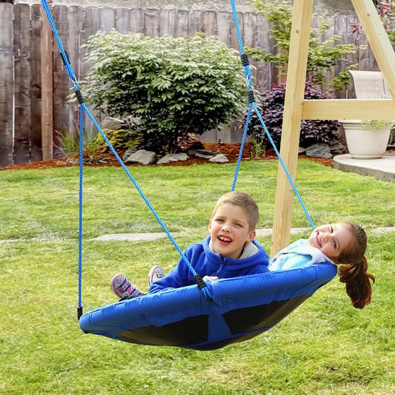 Balançoire nid ronde pour arbre, dès 3 ans, 100 kg, Ø100x180 cm bleue - Image 3