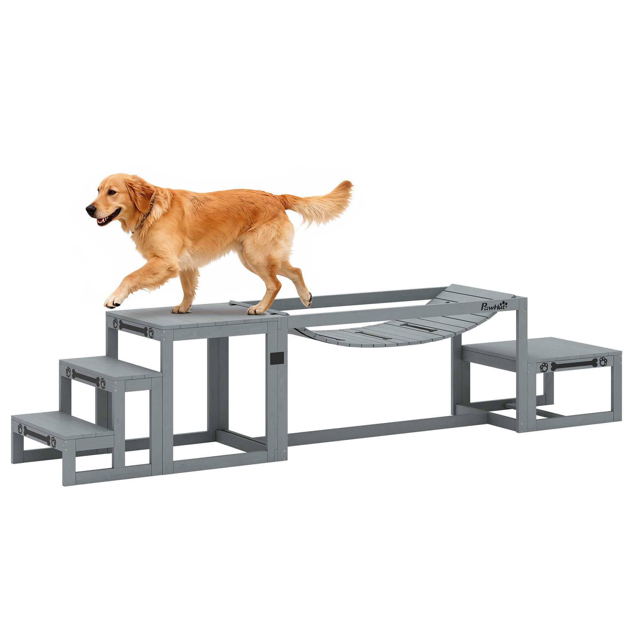 Kit d'agilité pour chien bois gris 117 x 50 x 56 cm - PANGIVO - Image 1