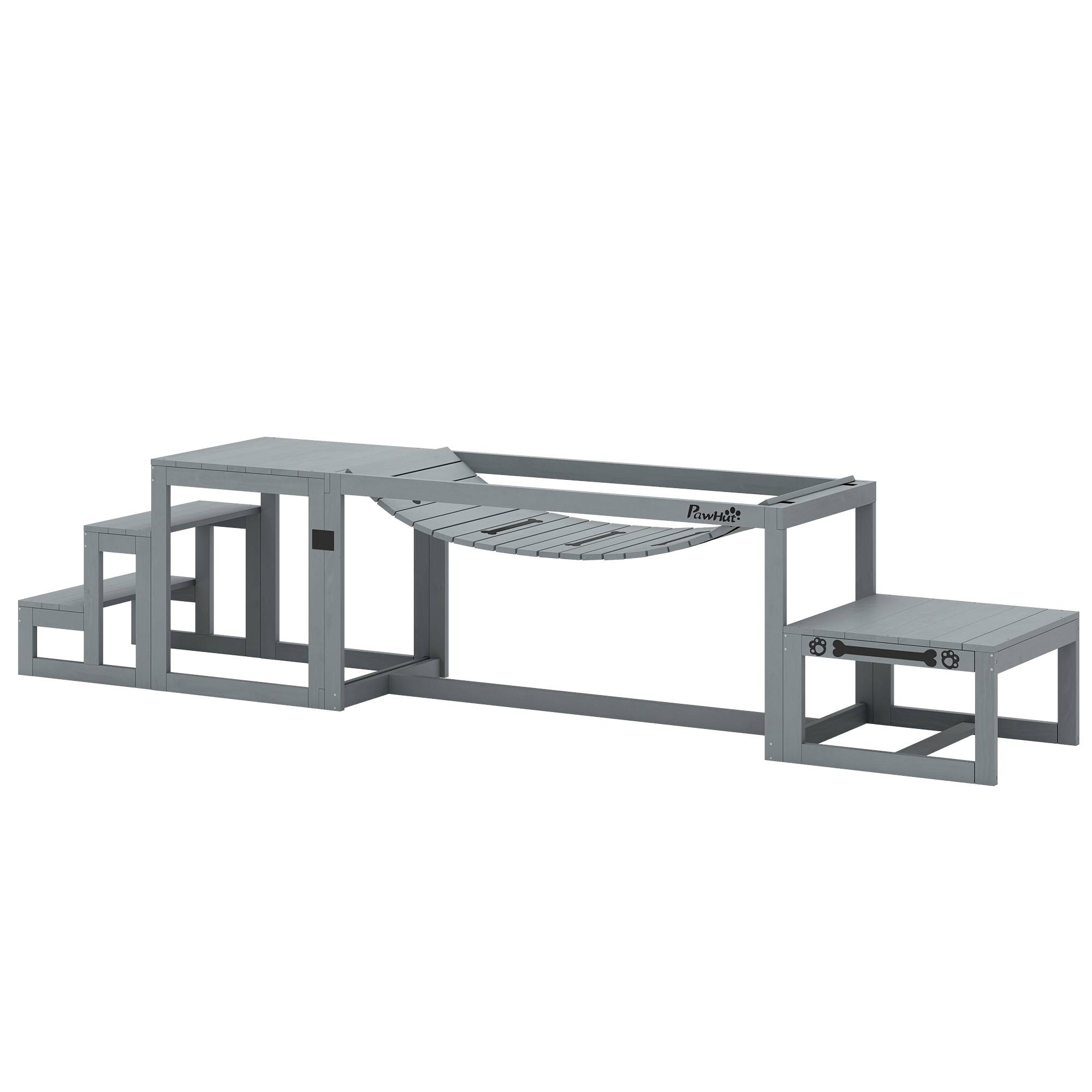 Kit d'agilité pour chien bois gris 117 x 50 x 56 cm - PANGIVO - Image 2