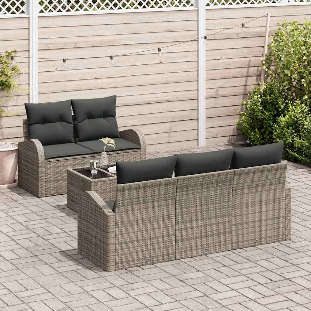 ComfortXL - Canapé Extérieur Modulable 6 Pcs Polyrotin Gris Coussins Épais Table Basse Verre – ComfortXL Outdoor Living - Image 3