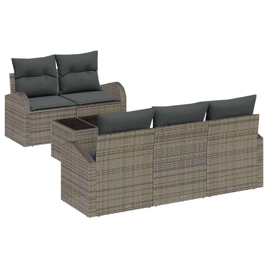 ComfortXL - Canapé Extérieur Modulable 6 Pcs Polyrotin Gris Coussins Épais Table Basse Verre – ComfortXL Outdoor Living - Image 2