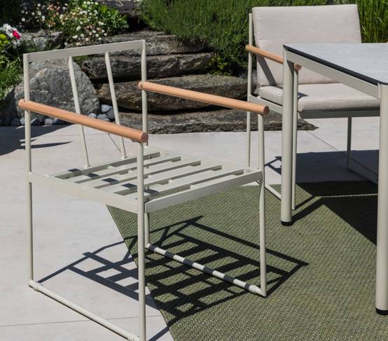 Ensemble table et chaises de jardin 6 places blanc BISCAROSSE - Image 4