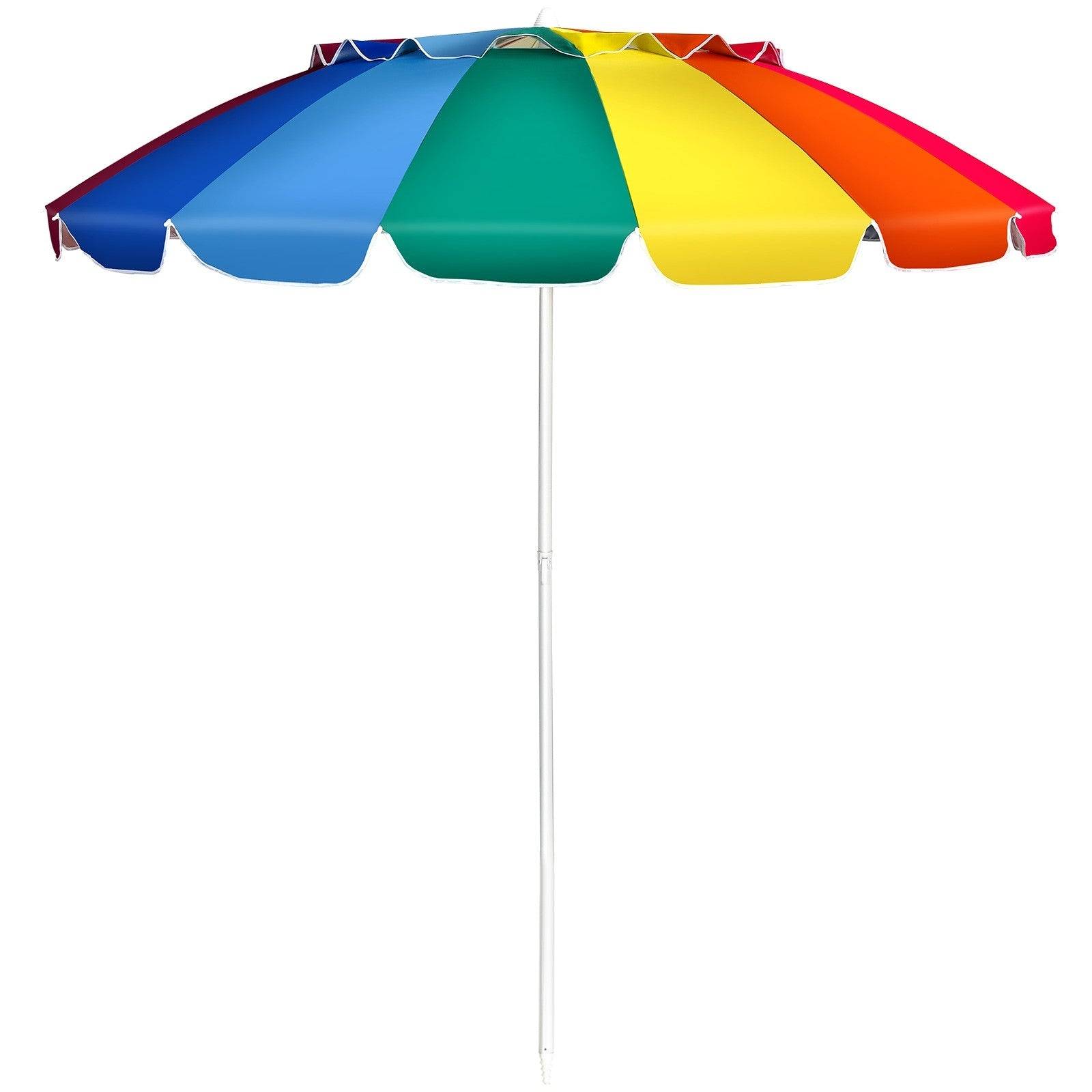 Helloshop26 - Parasol de plage inclinable 2,45 m protection upf 50+ baleines en fibre de verre avec sac pied amovible multicolore - Image 1