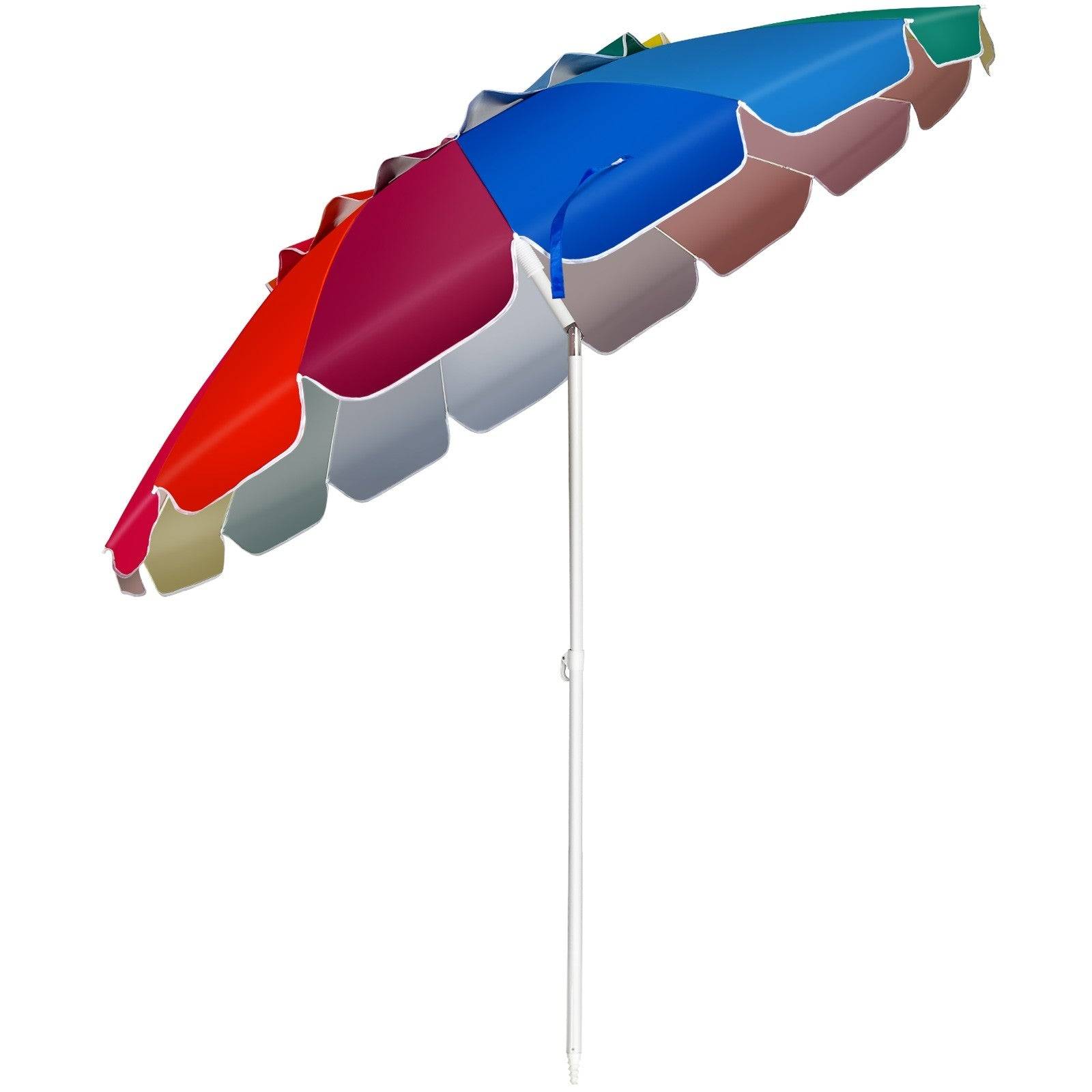 Helloshop26 - Parasol de plage inclinable 2,45 m protection upf 50+ baleines en fibre de verre avec sac pied amovible multicolore - Image 2