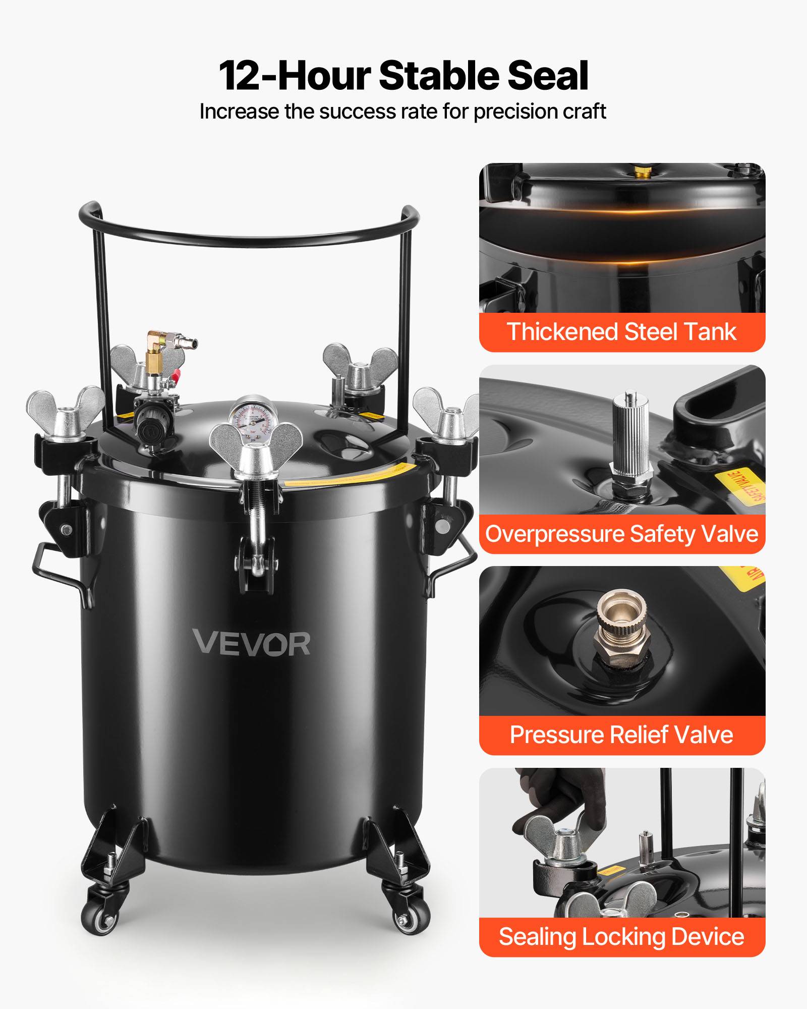 Vevor - VEVOR Réservoir de Peinture sous Pression 40 L avec Raccords Rapides Décoration - Image 4