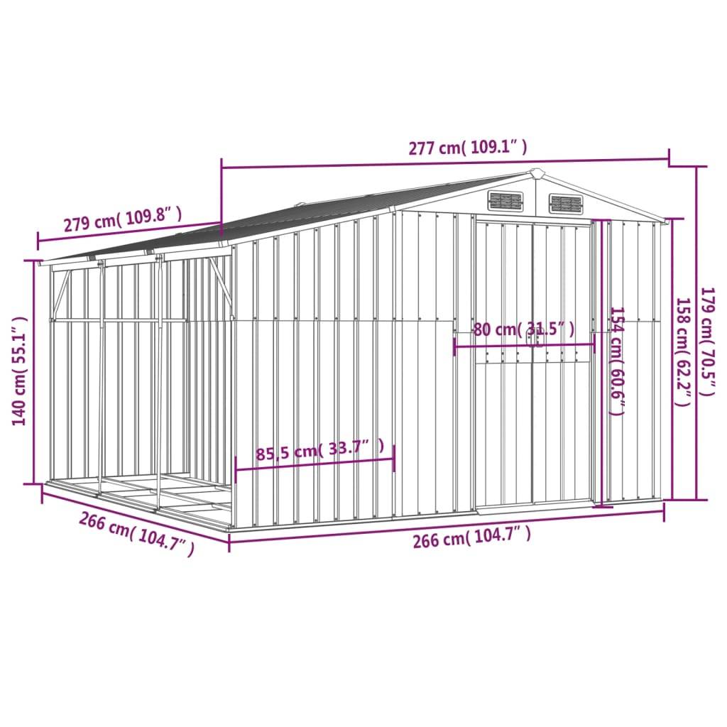 Vidaxl - Abri de jardin anthracite 277x279x179 cm Métal galvanisé vidaXL 3188293 - Image 3
