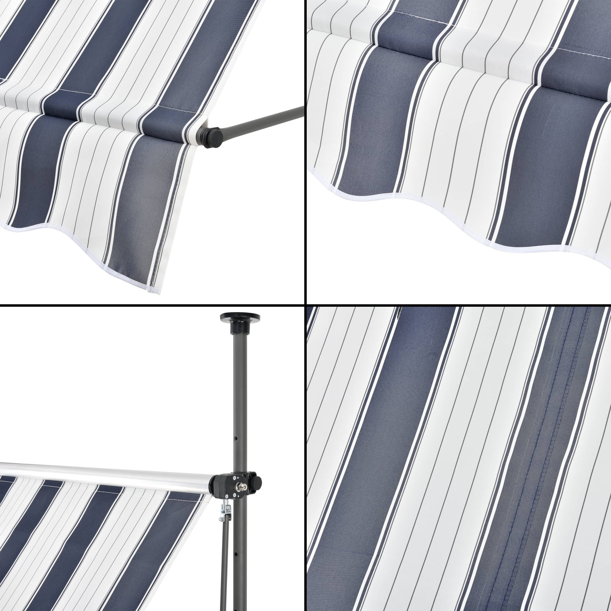 Pro.Tec - Store Banne Téléscopique Acier Polyester 400 x 120 x 220-309 cm Bleu Foncé Blanc [pro.tec] - Image 6