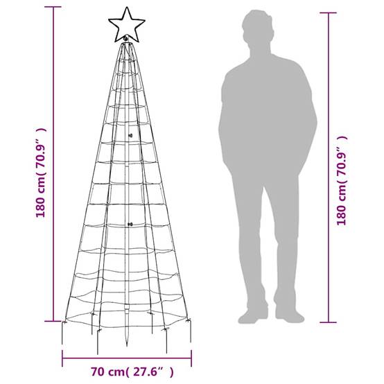 Maison Chic - Sapin de Noël | Arbre de Noël à LED avec piquets 220 LED blanc froid 180 cm Maison Chic - Image 9