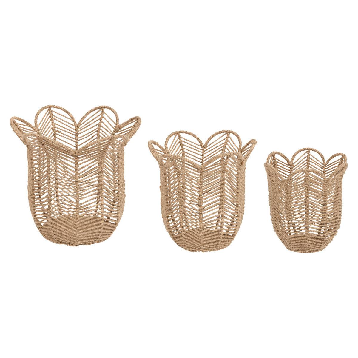 Lot de 3 Paniers de rangement en Jute D 37 D 30 et D 25 cm - Image 1