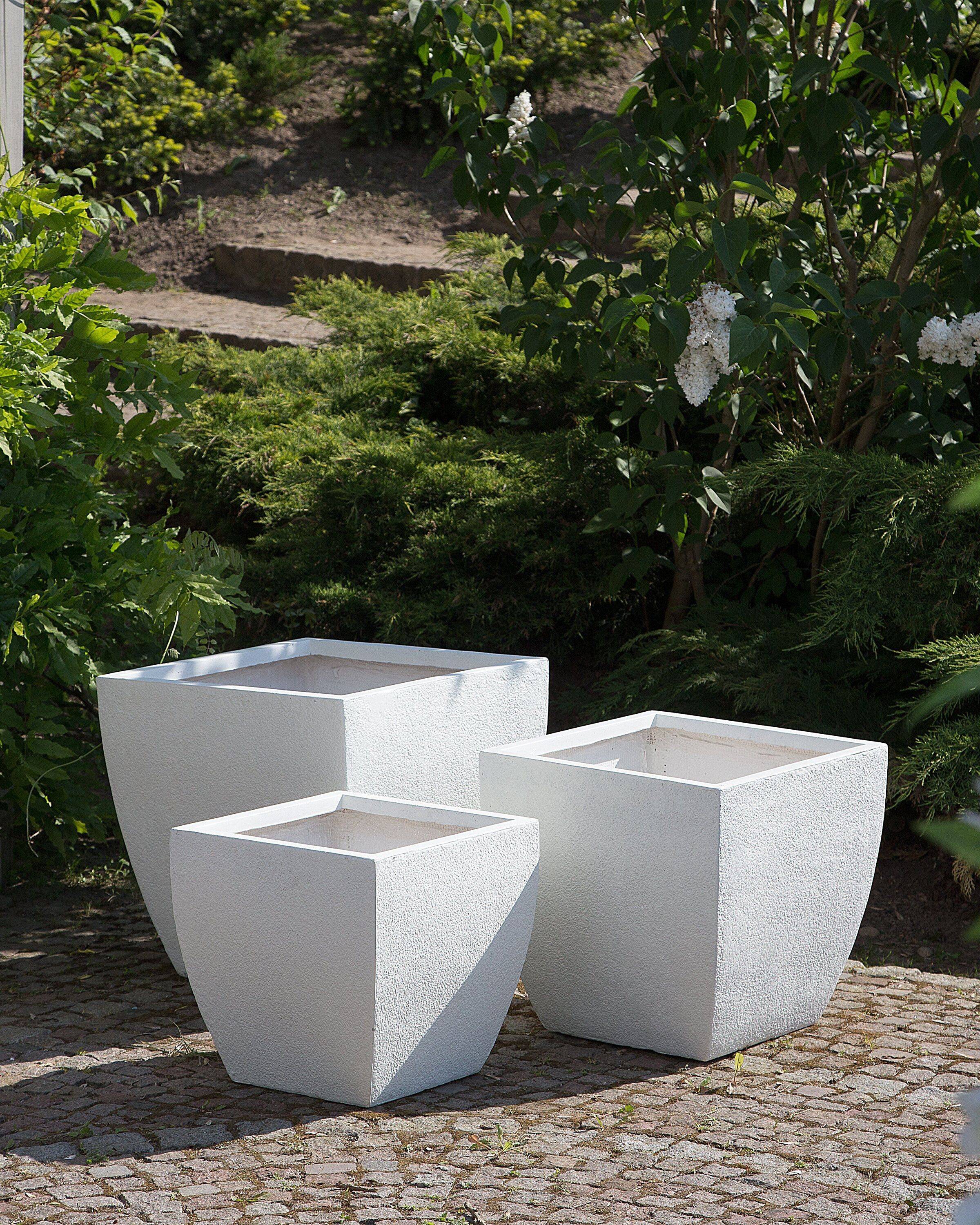 Beliani - Cache-Pot Blanc Cube en Fibre d'Argile 53 x 53 x 51 cm Pot de Fleurs Idéal pour Extérieur et Intérieur Beliani - Image 2