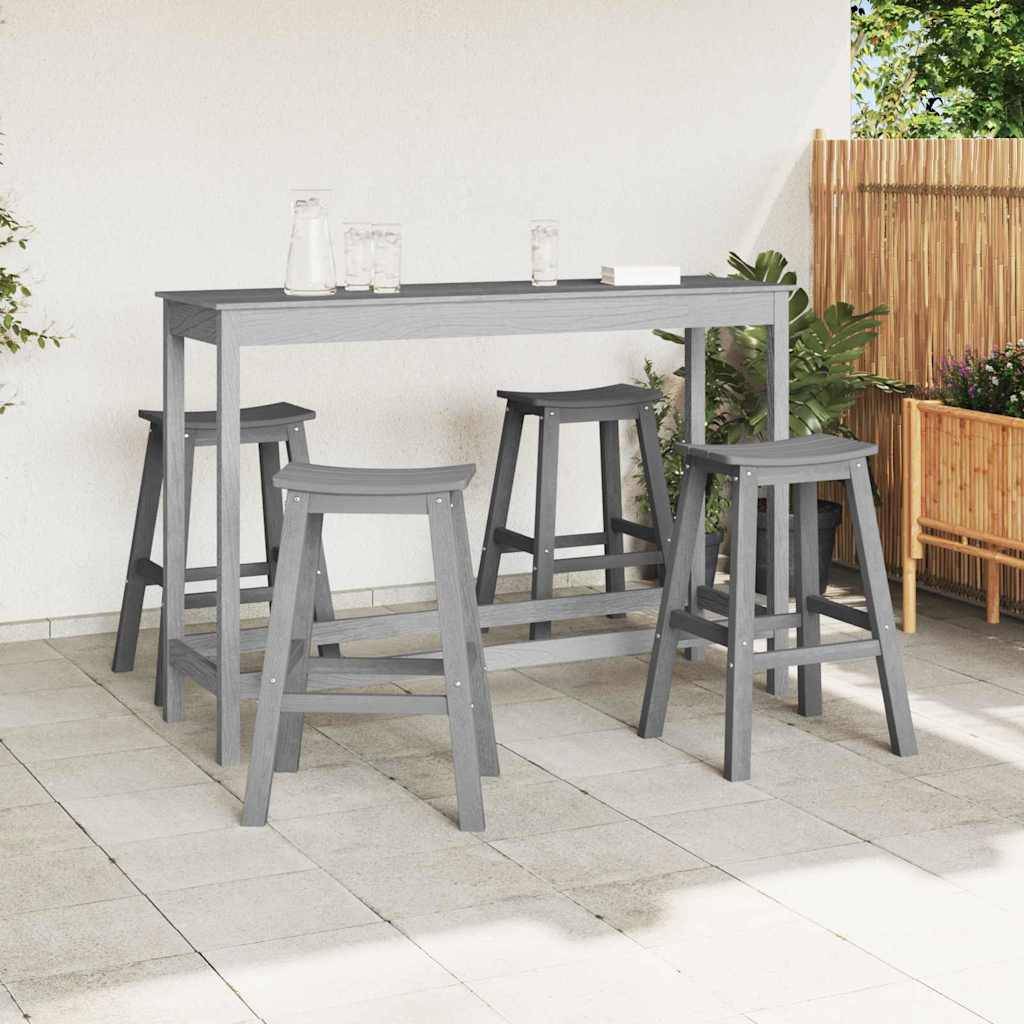 4pcs Salon De Jardin - Ensemble de bar de jardin Gris clair HDPE g117 - Image 3