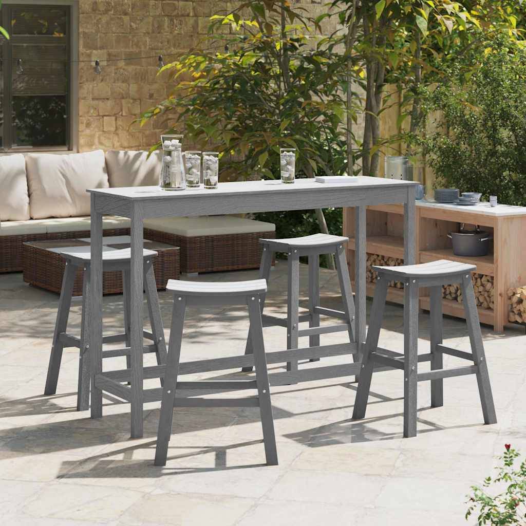 4pcs Salon De Jardin - Ensemble de bar de jardin Gris clair HDPE g117 - Image 2