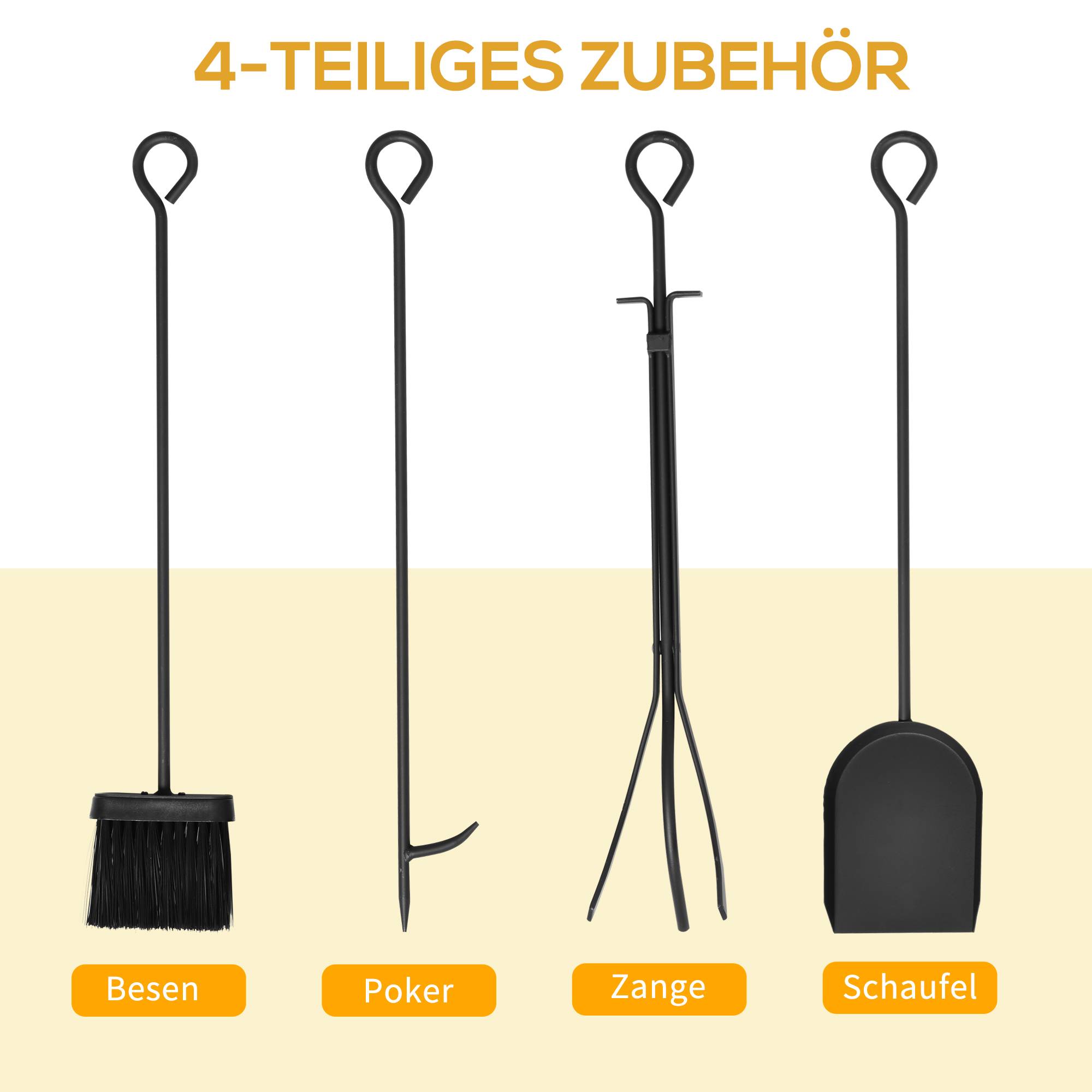 ComfortXL - Porte-bûches avec serviteur acier noir 75 x 30 x 60 cm pour cheminée intérieur extérieur charge 100 kg - Image 4