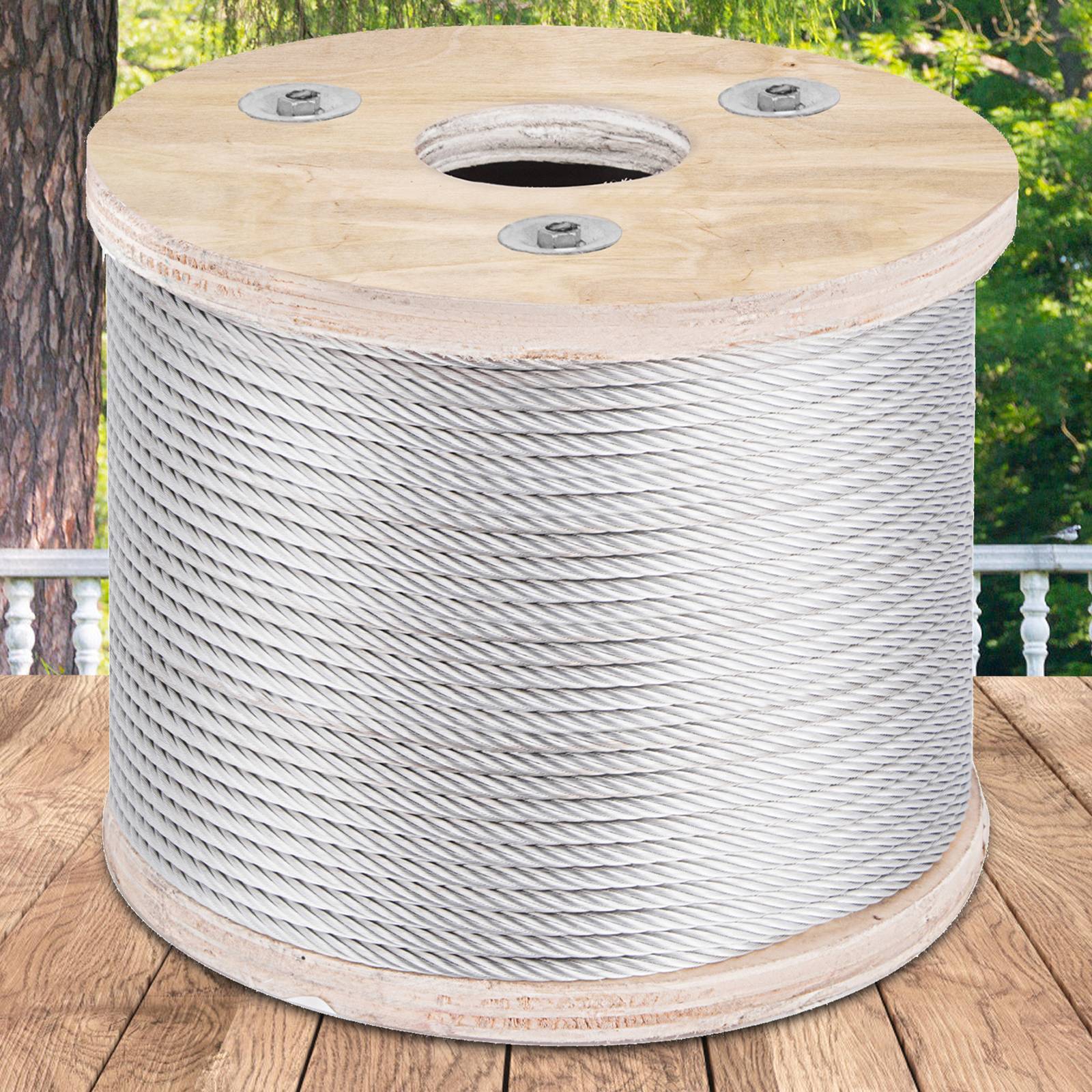 Vevor - Câble acier inoxydable 304 3/16" (4,8 mm) 7x19, 250 pi (76 m) - usage bricolage, garde-corps, corde à linge, clôture de jardin. - Image 8