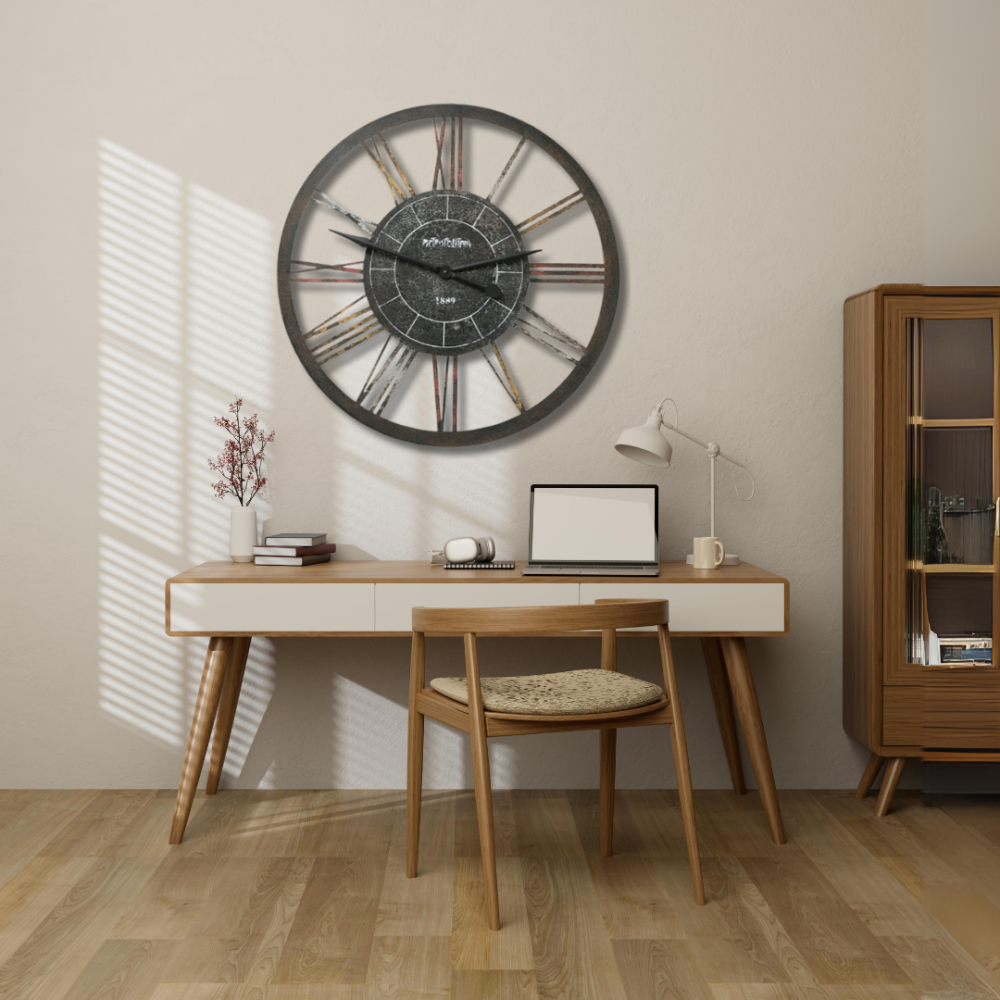 Horloge murale de style décoratif, décoration de maison en bois vintage, horloge murale ronde, design ajouré,horloge d'art moderne - Maison