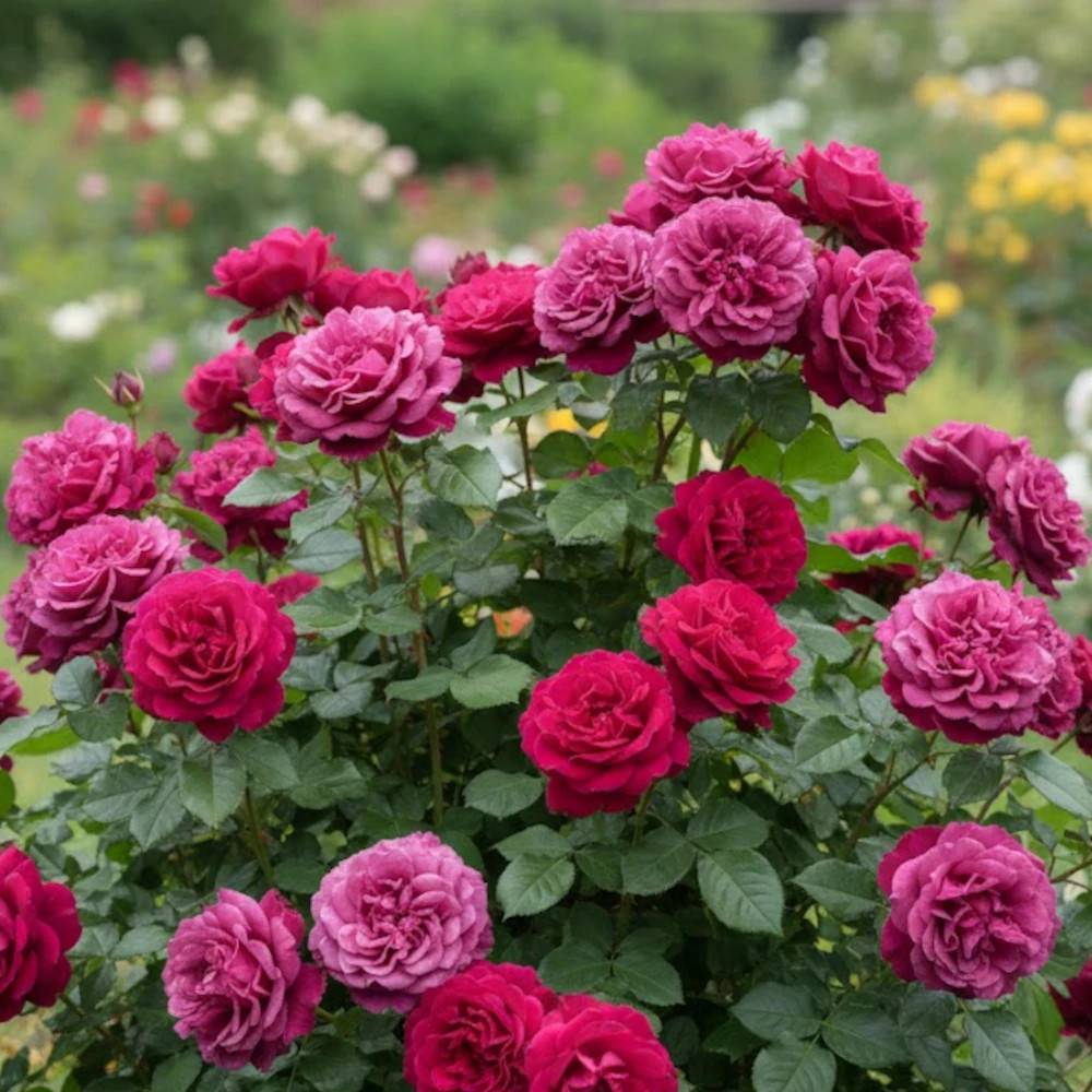 Rosier à fleurs groupées Blue Eden® 'Wekisosblip' à fleurs Rouge/Violette - feuillage Caduc - Pot de 3L - 20/40 cm - Image 1