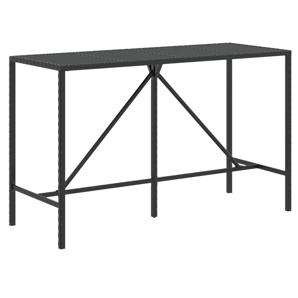 Helloshop26 - Ensemble de bar de jardin meuble extérieur terrasse 11pièces noir poly rotin/bois massif acacia - Image 3
