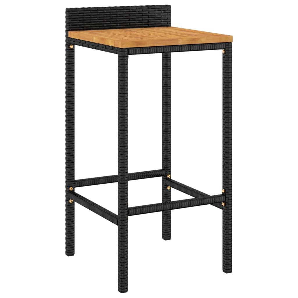 Helloshop26 - Ensemble de bar de jardin meuble extérieur terrasse 11pièces noir poly rotin/bois massif acacia - Image 2