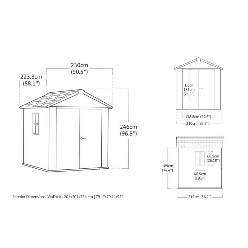 Keter - Abri de jardin Newton Plus 757 - 4,4 m² - Gris Aspect bois - KETER - Image 7