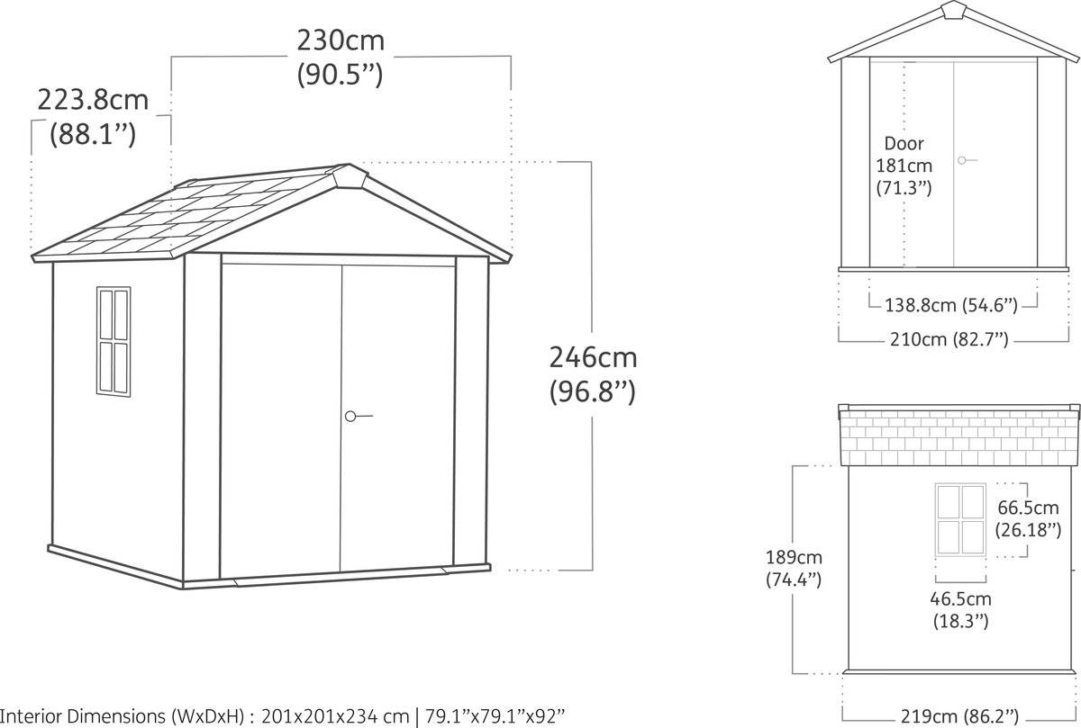 Keter - Abri de jardin Newton Plus 757 - 4,4 m² - Gris Aspect bois - KETER - Image 4