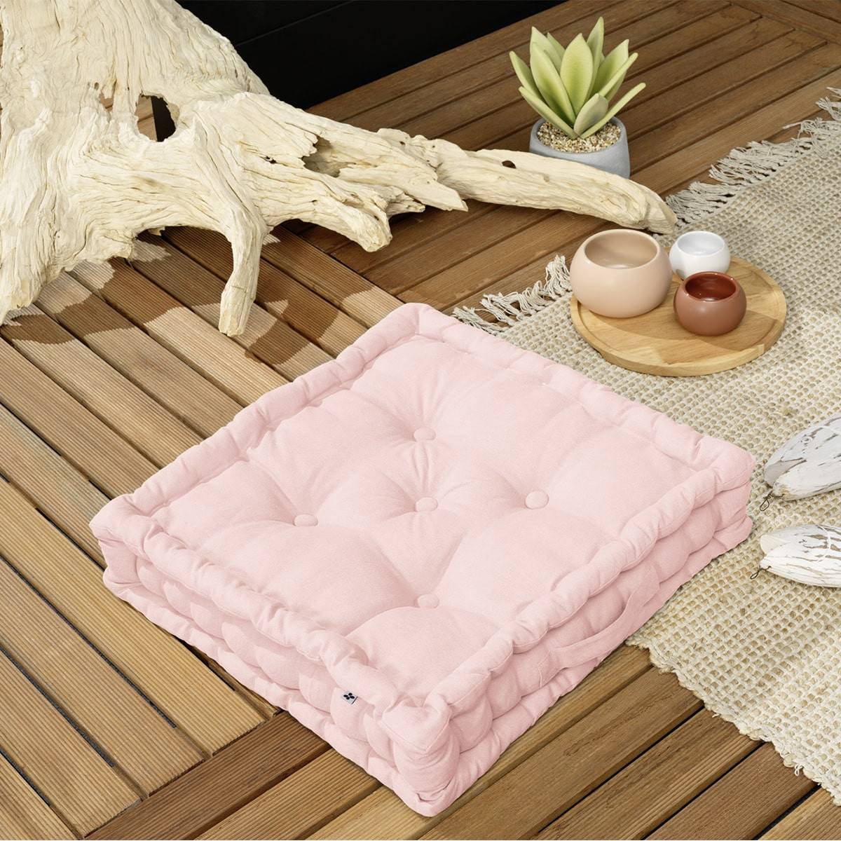 Coussin de Sol 50x50cm Coton Coloris Pivoine - SOPHIE - Image 2