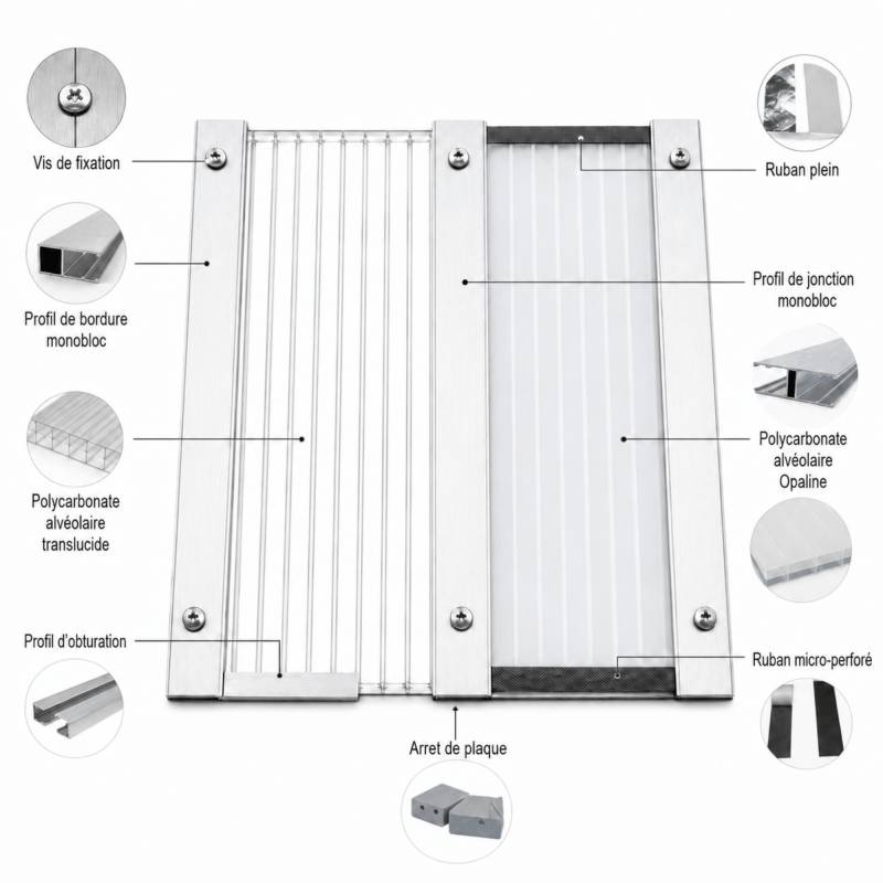 Profilé obturation pour plaque polycarbonate alvéolaire épaisseur 32 mm - Coloris - Blanc, Longueur - 98 cm - Image 2