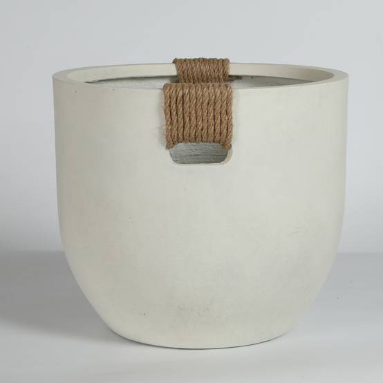 Lot 2 Pots Fleurs Magnésie Effet Béton Jardin Terrasse Avec Drainage Blanc Cassé - ComfortXL Outdoor Living - Image 6