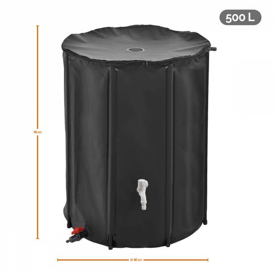 Linxor - Réservoir souple, récupérateur d'eau de pluie pliable - 500 L - Noir - Linxor - Image 2