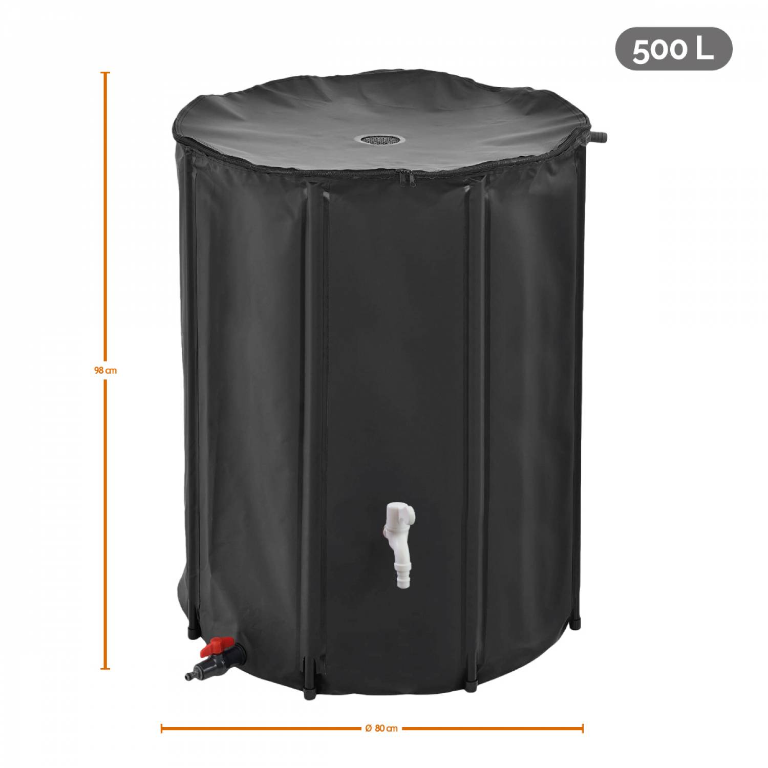 Linxor - Réservoir souple, récupérateur d'eau de pluie pliable - 500 L - Noir - Linxor - Image 2