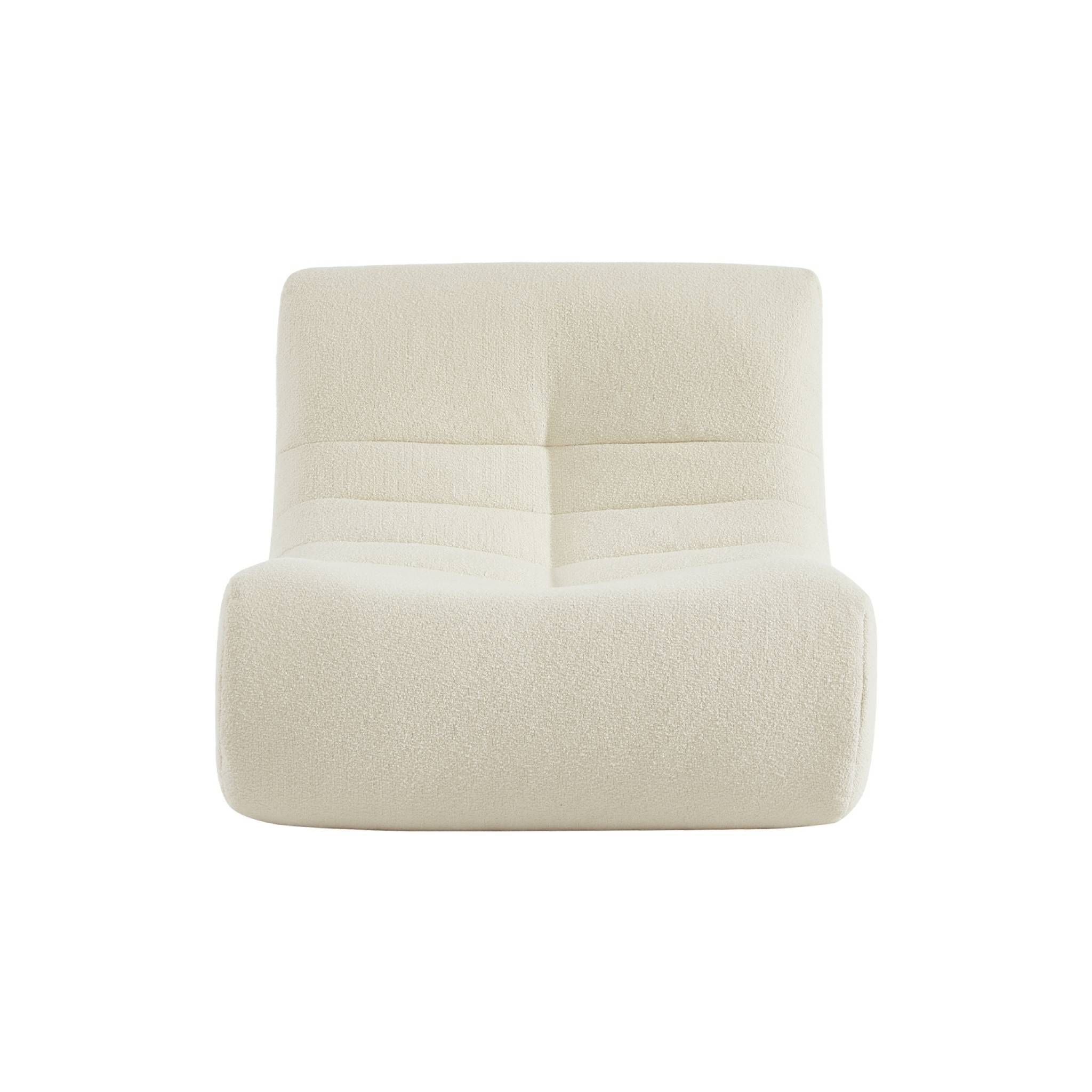 sweeek - Fauteuil chauffeuse en bouclette texturée blanc style contemporain 1 place | sweeek - Image 4