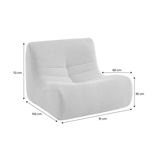 sweeek - Fauteuil chauffeuse en bouclette texturée blanc style contemporain 1 place | sweeek - Image 6