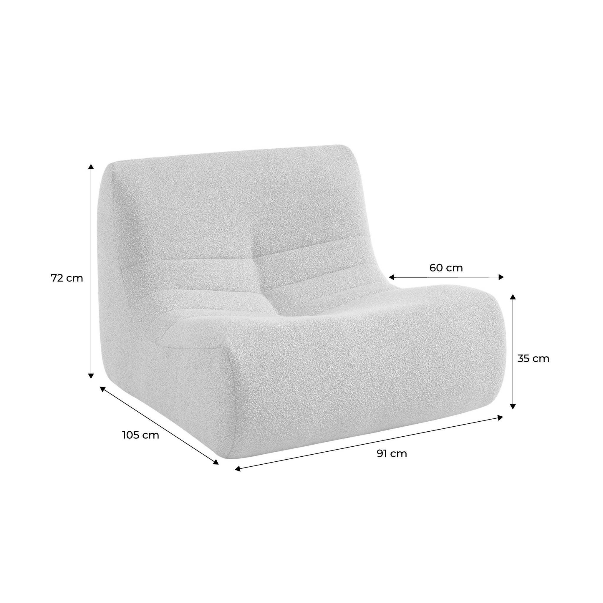 sweeek - Fauteuil chauffeuse en bouclette texturée blanc style contemporain 1 place | sweeek - Image 6