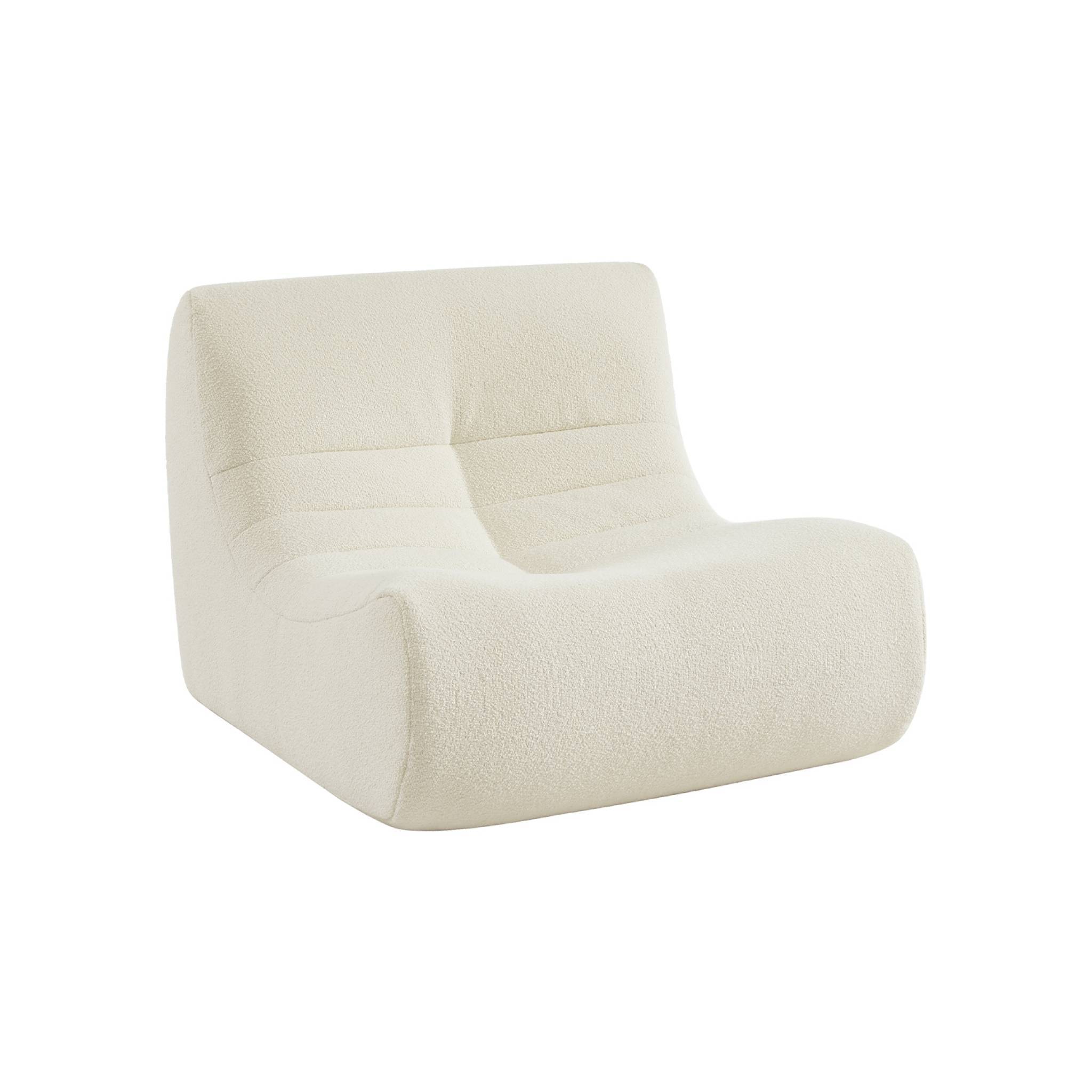 sweeek - Fauteuil chauffeuse en bouclette texturée blanc style contemporain 1 place | sweeek - Image 2