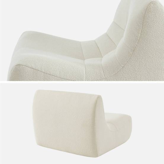 sweeek - Fauteuil chauffeuse en bouclette texturée blanc style contemporain 1 place | sweeek - Image 7
