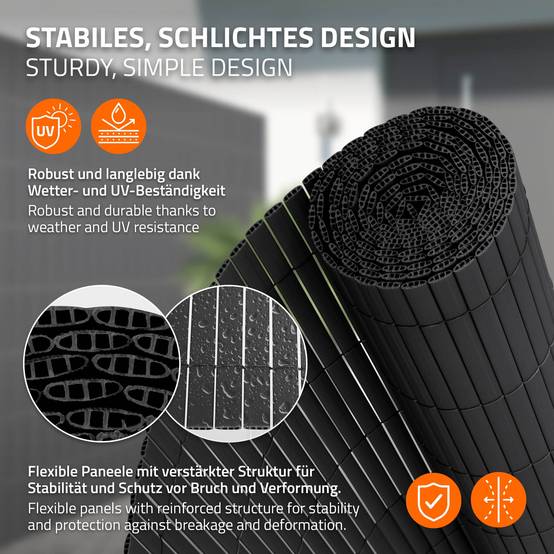 Canisse en PVC, 140x700 cm (1x3m + 1x4m), Anthracite, Brise Vue pour Jardin Balcon, Clôture de Protection Visuelle, Résistant aux UV - Image 4