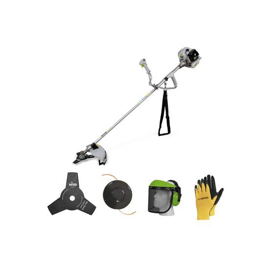 Débroussailleuse thermique 43Cm3 + Casque de sécurité anti-bruit + Gants de protection VITO - Image 1