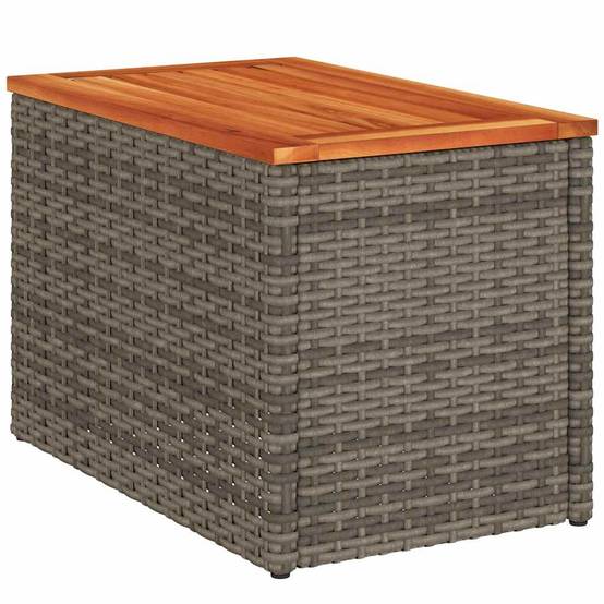 2 pcs Tables d'appoint de jardin | Table d'extérieur gris rotin bois massif - Image 5