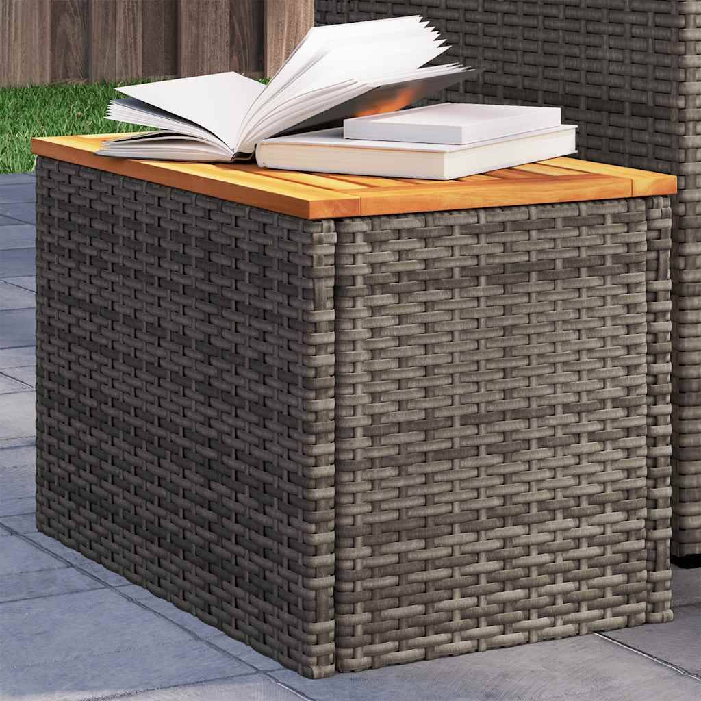 2 pcs Tables d'appoint de jardin | Table d'extérieur gris rotin bois massif - Image 2