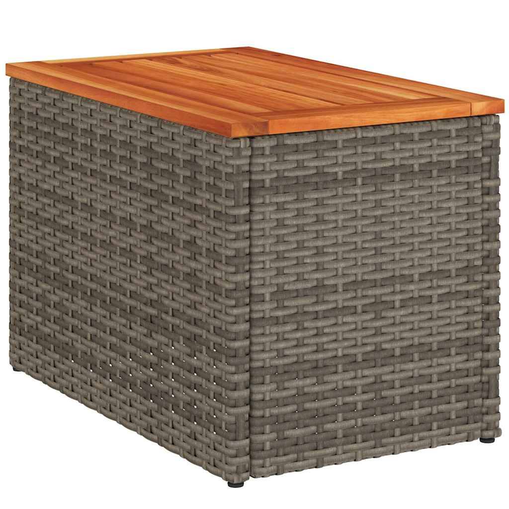 2 pcs Tables d'appoint de jardin | Table d'extérieur gris rotin bois massif - Image 8