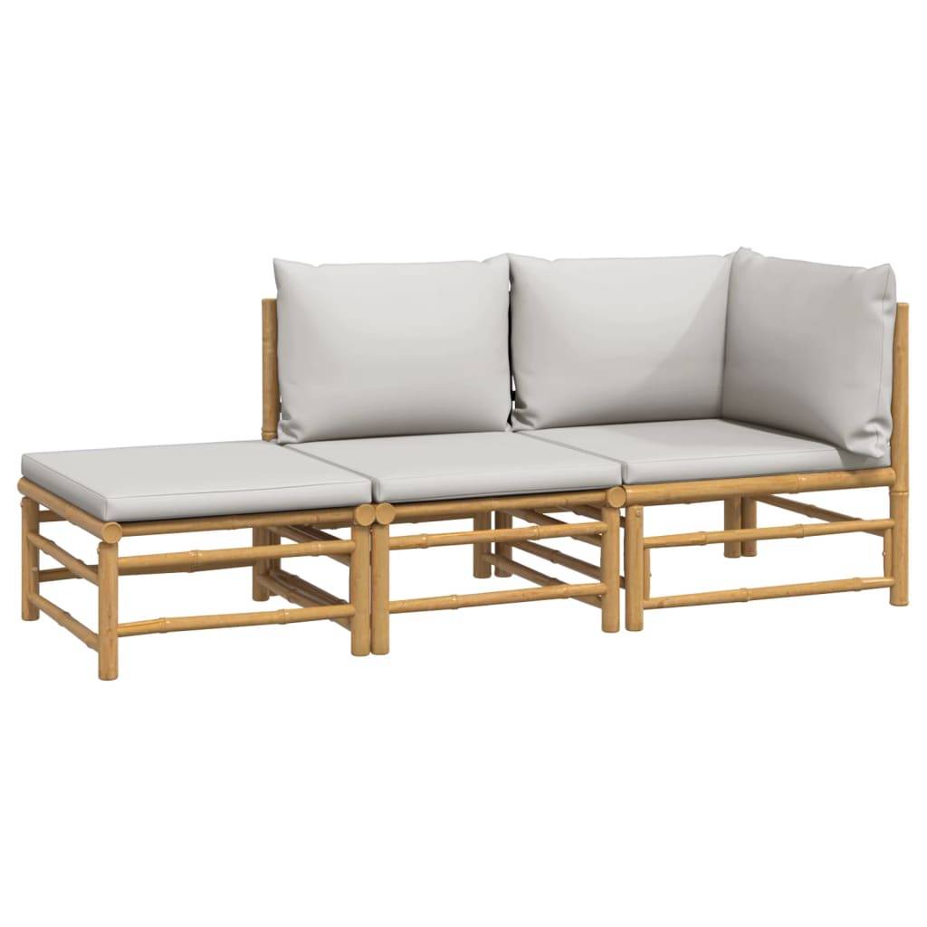 ComfortXL - Ensemble Canapé Jardin Bambou 3 pcs Coussins Gris Clair Modulaire – ComfortXL Outdoor Living - Image 3