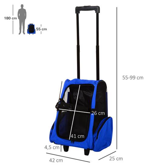 Sac de transport trolley tissu oxford bleu 42 x 25 x 55 cm - PANGIVO - Image 5