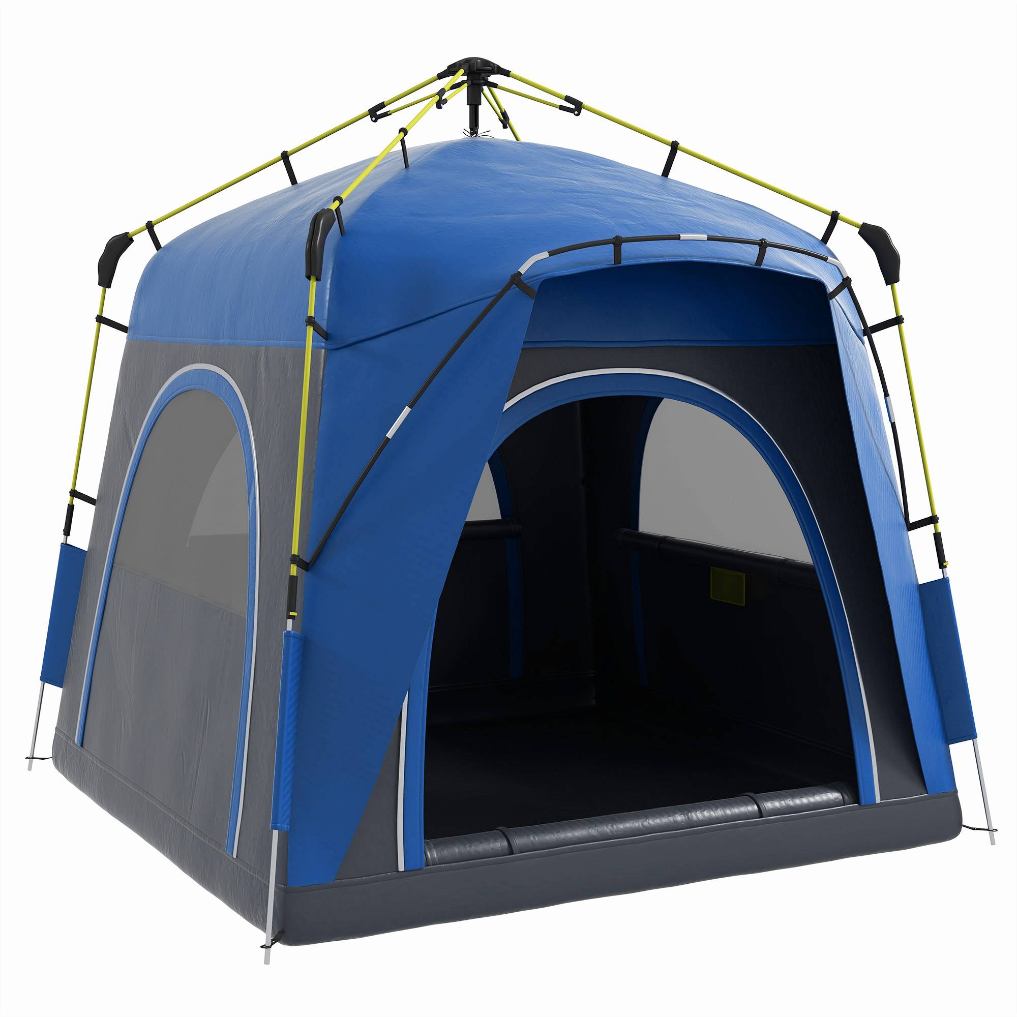 ComfortXL - Tente camping pop-up polyester 3 places familiale 4 portes haute 1,99 m bleu gris - ComfortXL Outdoor Living - Image 1