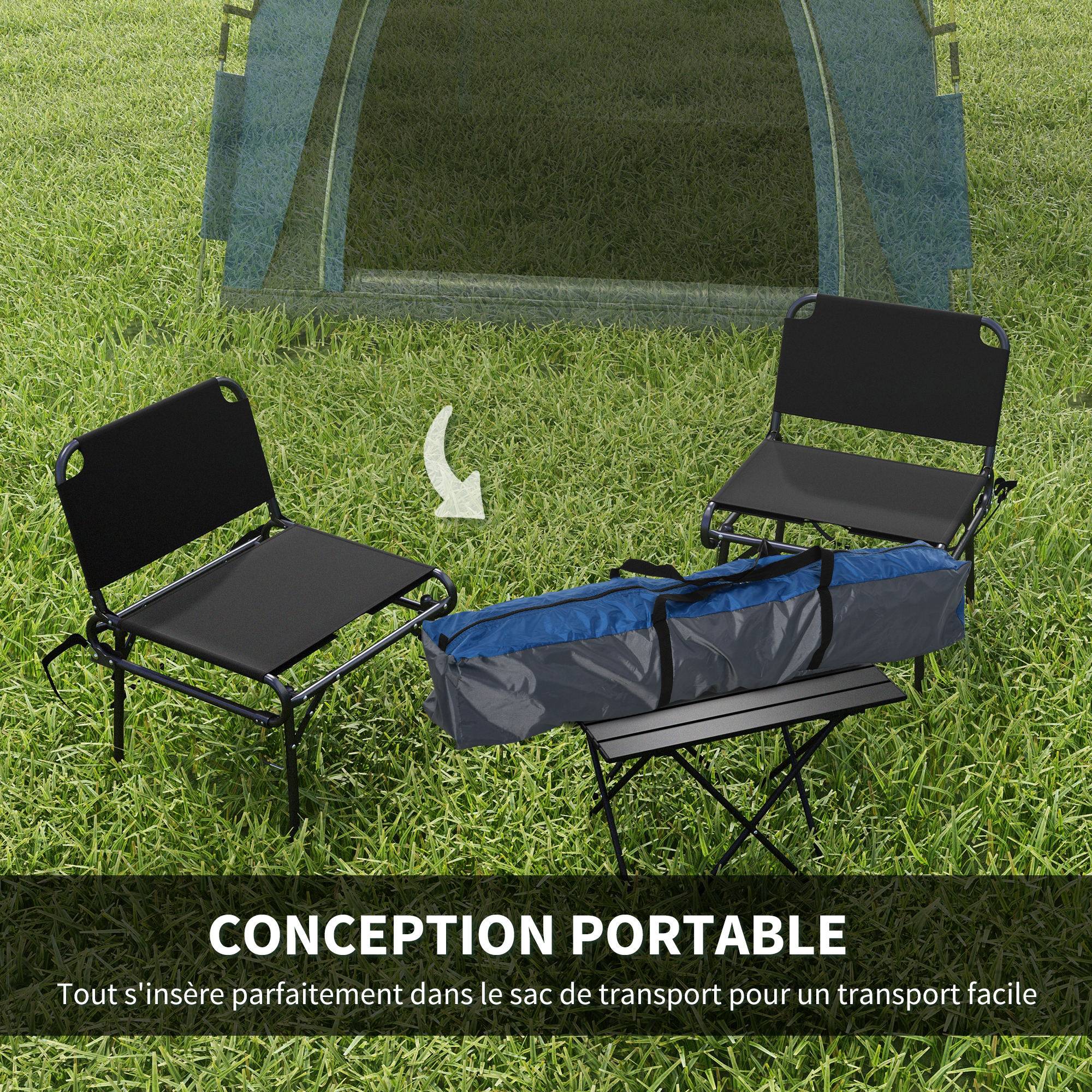 ComfortXL - Tente camping pop-up polyester 3 places familiale 4 portes haute 1,99 m bleu gris - ComfortXL Outdoor Living - Image 8
